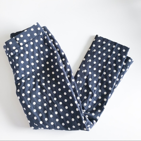 Banana Republic Pants - Banana Republic Navy Blue White Polka Dot Pant